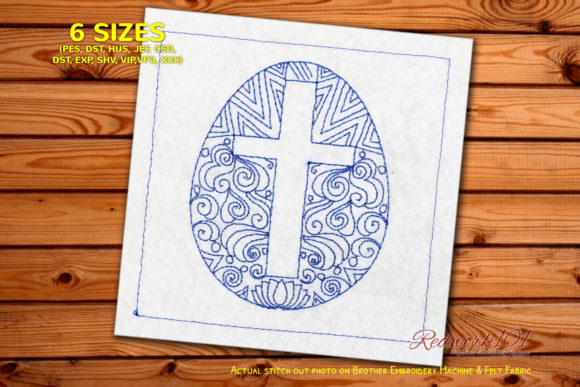Christian Cross Sketch on Easter Egg Embroidery Design Review