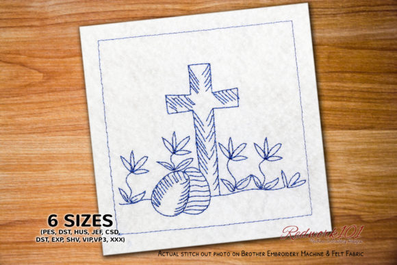 Christian Cross with Easter Eggs Redwork Review