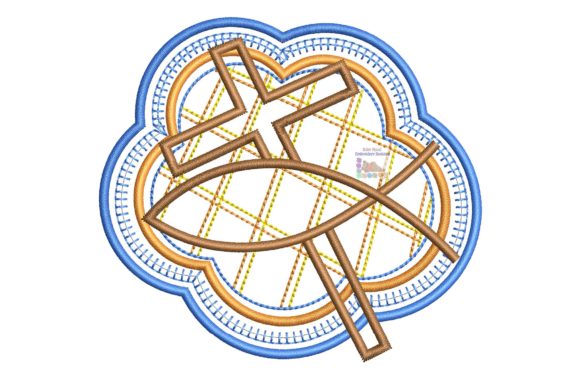 Christian Design Cross and Fish for Embroidery Projects