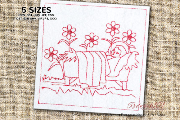 Christmas Nativity Baby Jesus Redwork