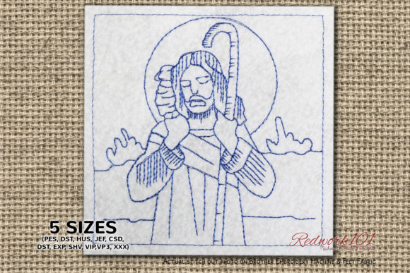 Jesus with Sheep Redwork Design Review