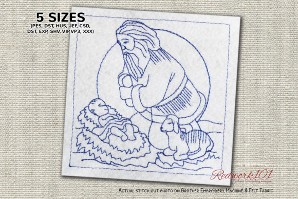 Santa with Baby Jesus Redwork: A Heartwarming Embroidery Design for Personalized Gifts